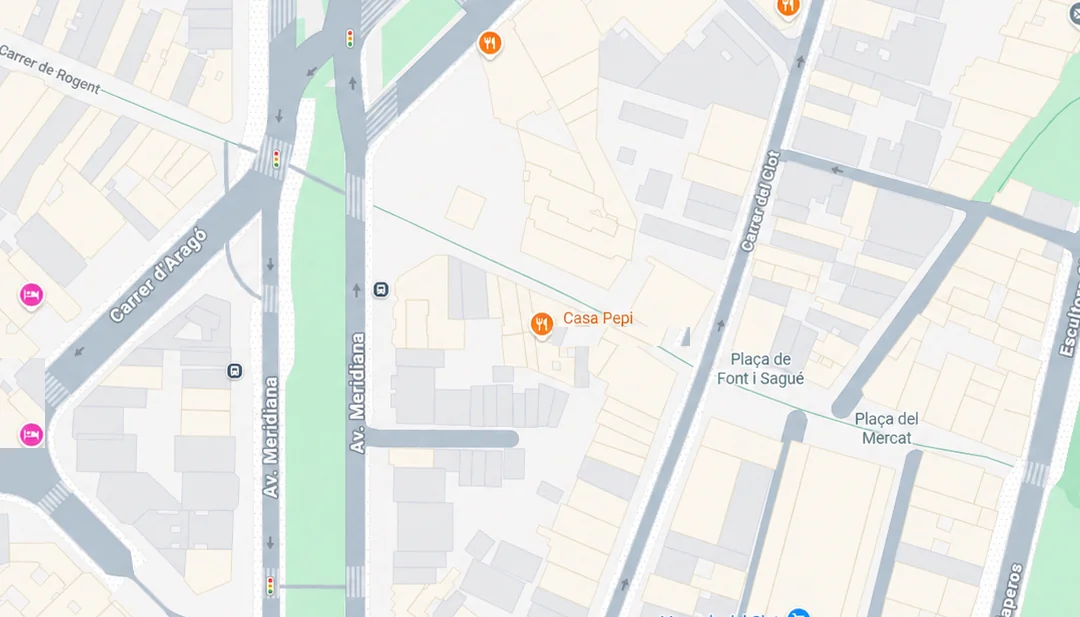 Mapa de la ubicación de Casa Pepi, en Carrer de la Sèquia Comtal, 7, 08018 Barcelona